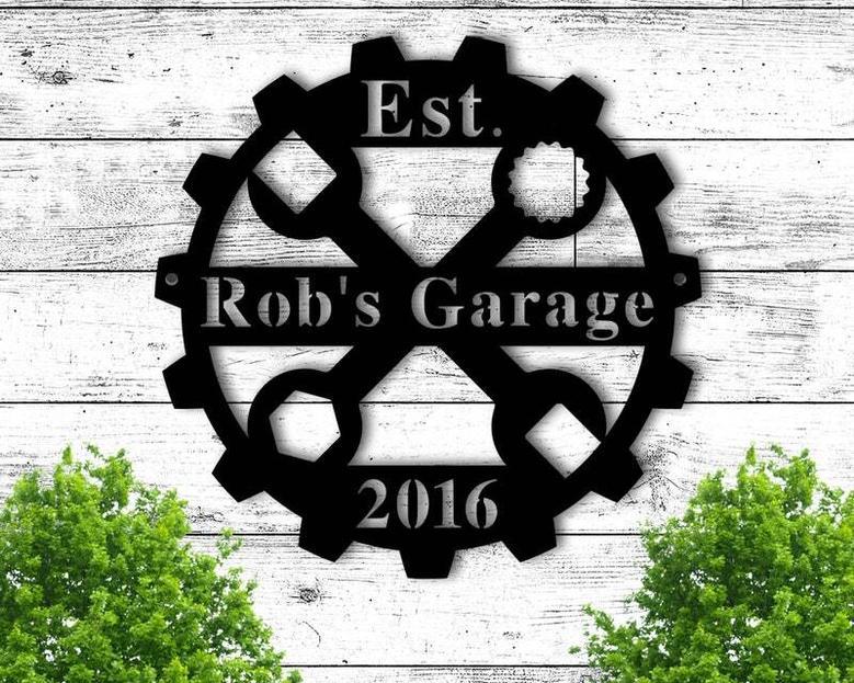 Custom Metal Garage Sign For Dad's Workshop - Personalized Gift For Men