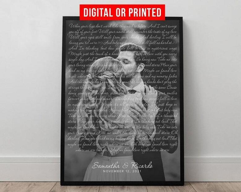 Emotional Personalized Song Lyrics Canvas For First Dance Photo - 1st Anniversary Gift For Newlyweds