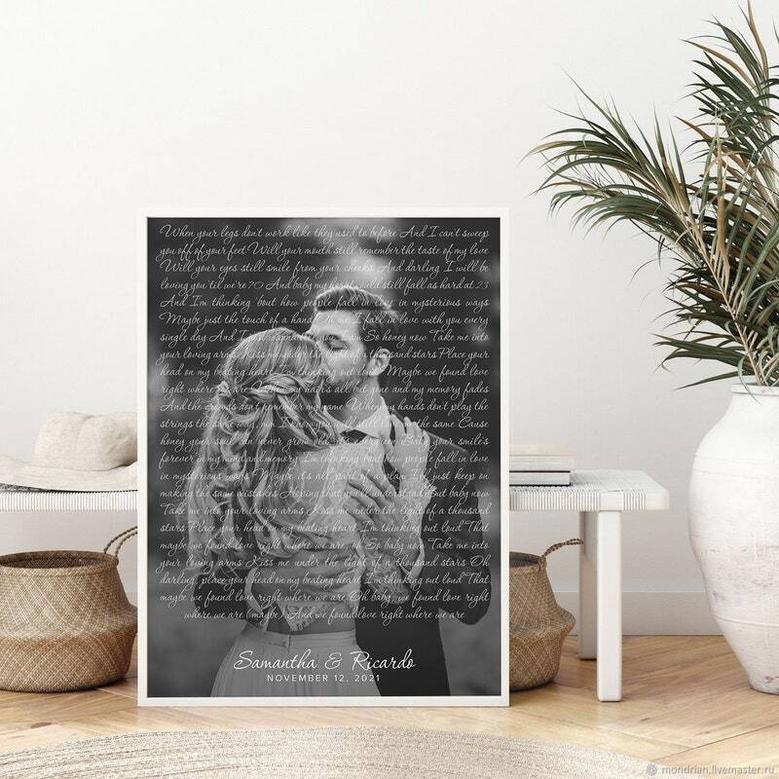 Emotional Personalized Song Lyrics Canvas For First Dance Photo - 1st Anniversary Gift For Newlyweds