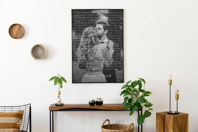 Emotional Personalized Song Lyrics Canvas For First Dance Photo - 1st Anniversary Gift For Newlyweds