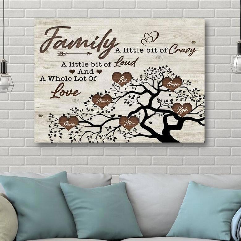 Personalized Family Tree Canvas For Home Decor - Family Names Art