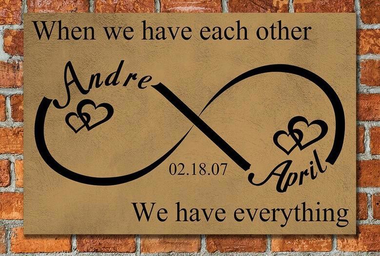 Personalized Infinity Love Canvas - Romantic Anniversary Art For Couples' Wall DéCor In Bedroom