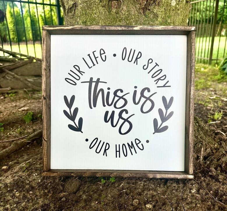 This Is Us Farmhouse Wood Sign - Personalized Family Decor For Kitchen