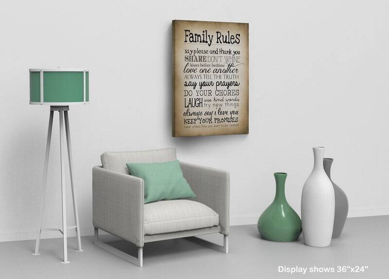 Vintage Family Rules Quote Canvas For Family Name - Personalized Wall Art DéCor For Living Room