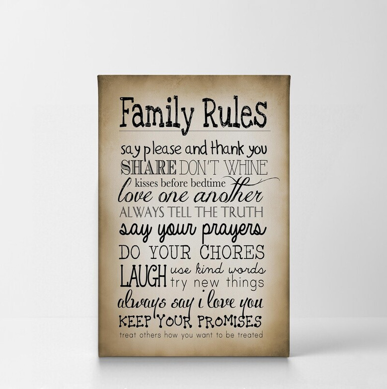 Vintage Family Rules Quote Canvas For Family Name - Personalized Wall Art DéCor For Living Room