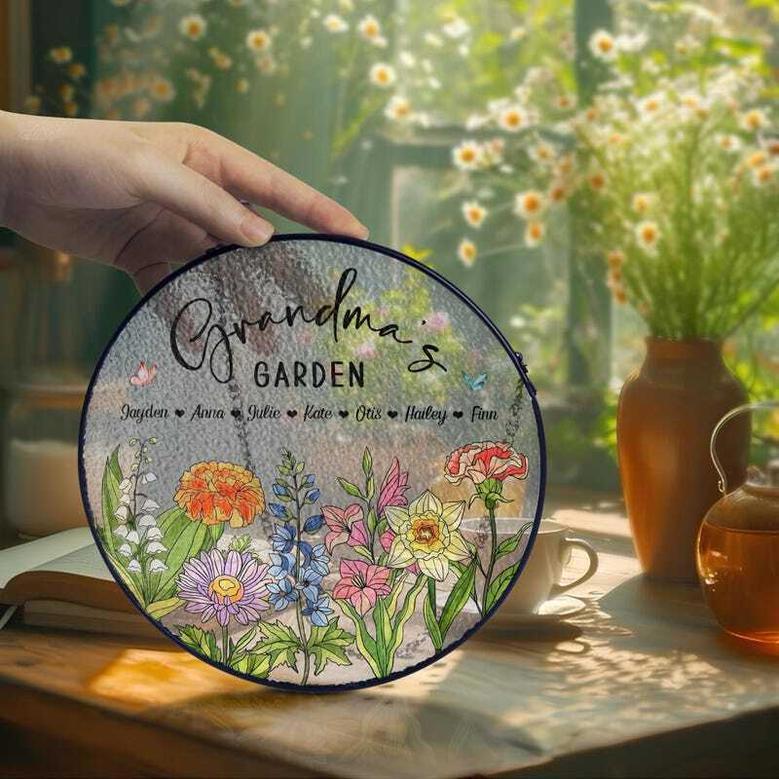 Heartfelt Grandma's Garden Floral Glass Art For Mother's Day Window DéCor From Grandkids