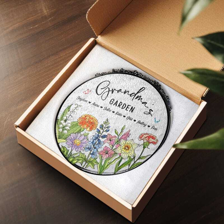 Heartfelt Grandma's Garden Floral Glass Art For Mother's Day Window DéCor From Grandkids