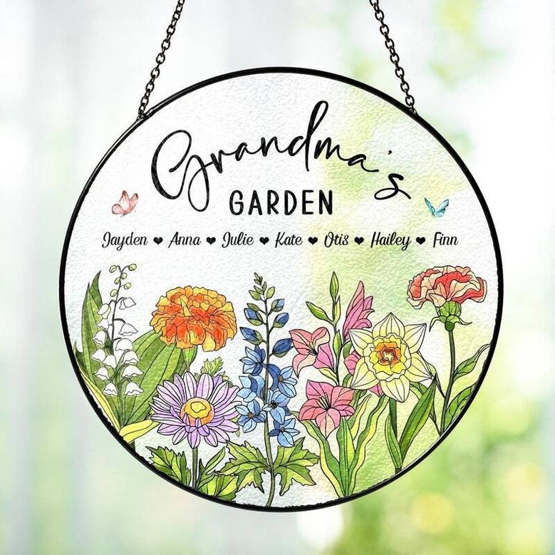 Heartfelt Grandma's Garden Floral Glass Art For Mother's Day Window DéCor From Grandkids