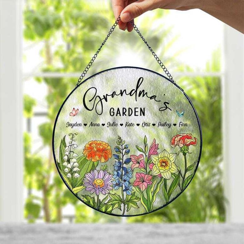 Heartfelt Grandma's Garden Floral Glass Art For Mother's Day Window DéCor From Grandkids