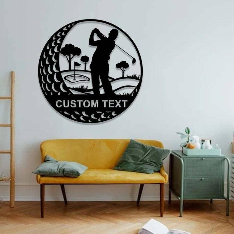 Personalized Golf Metal Sign For Golfers Man Cave Decor 19th Hole Custom Name Gift