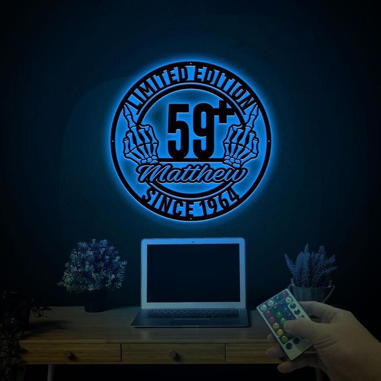 Thoughtful Personalized 60th Birthday Metal Sign With LED - Gift For Dad, Husband, Grandfather's Special Day