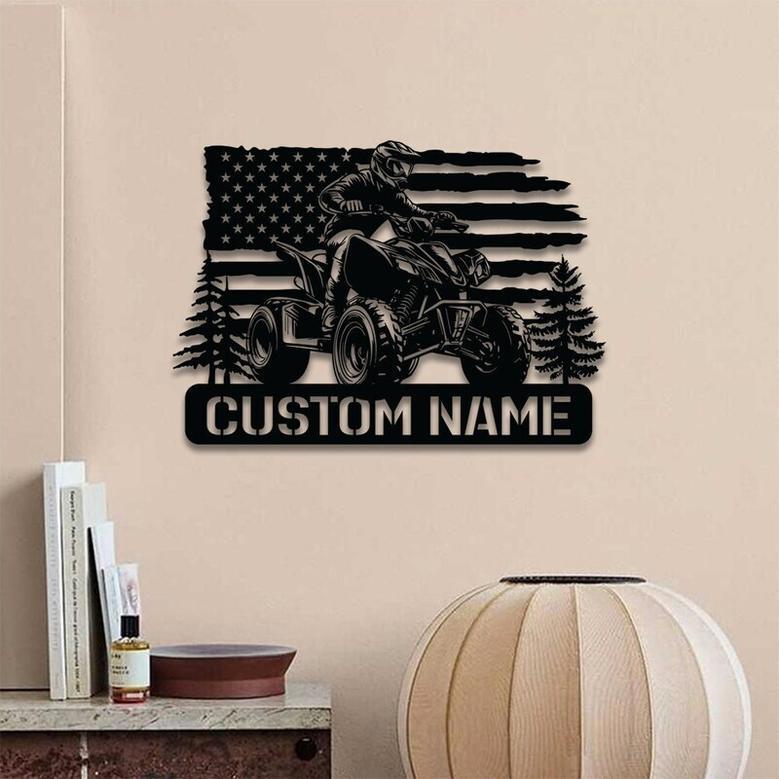 Custom ATV Metal Sign For Dad - Quad Biker LED Wall Art And Rider Decoration For Living Room