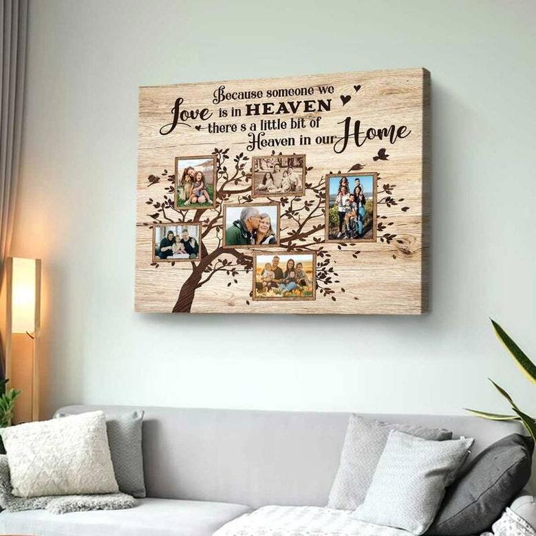 Heartfelt Family Tree Canvas Memorial Photo Collage - In Loving Memory Christmas Gift With Custom Pictures