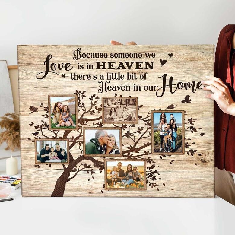 Heartfelt Family Tree Canvas Memorial Photo Collage - In Loving Memory Christmas Gift With Custom Pictures