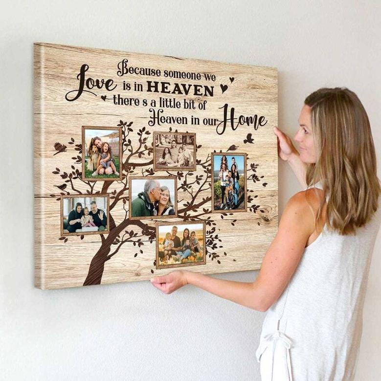 Heartfelt Family Tree Canvas Memorial Photo Collage - In Loving Memory Christmas Gift With Custom Pictures