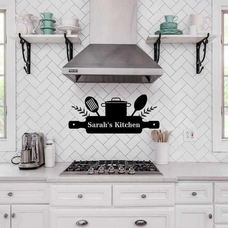 Thoughtful Personalized Metal Kitchen Sign For Housewarming - Custom Name Backsplash Wall Art