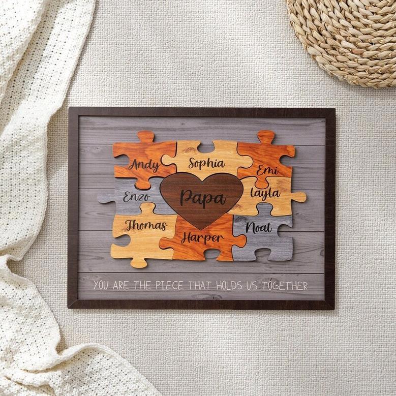 Heartfelt Personalized Dad Puzzle Wood Sign - Father's Day Or Birthday Gift From Son, Daughter, Or Wife