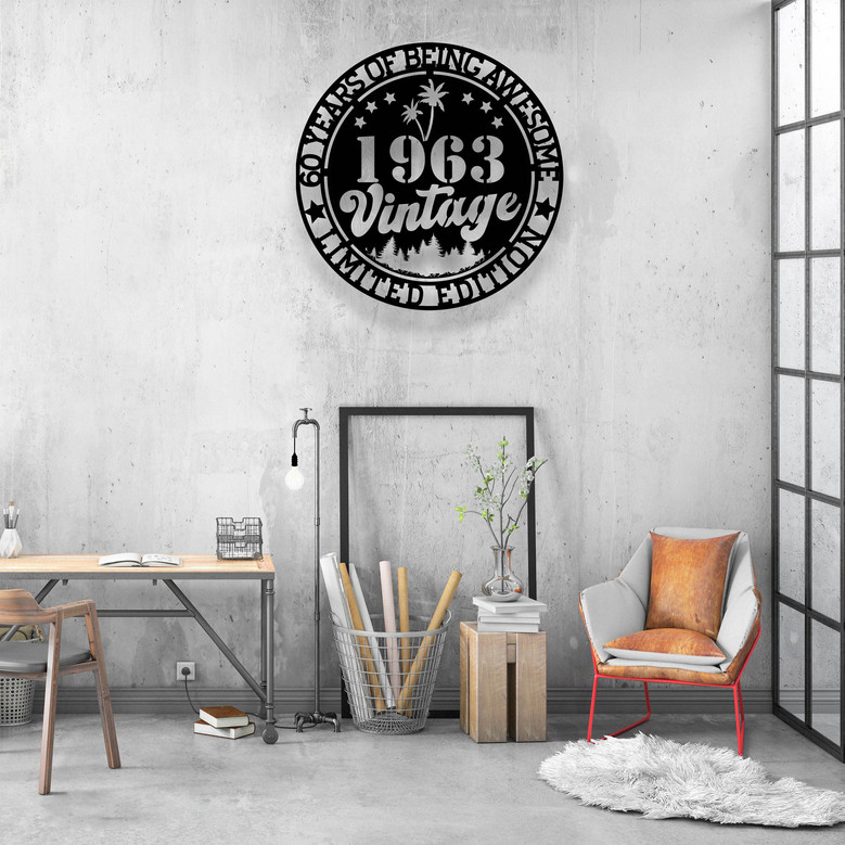 Personalized 60th Birthday Metal Sign For Dad - 1963 Vintage LED Wall Art