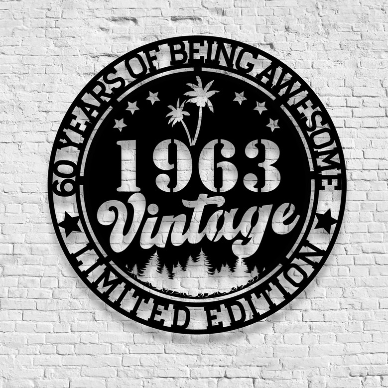 Personalized 60th Birthday Metal Sign For Dad - 1963 Vintage LED Wall Art