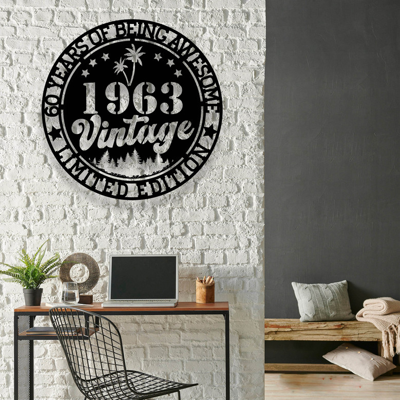 Personalized 60th Birthday Metal Sign For Dad - 1963 Vintage LED Wall Art