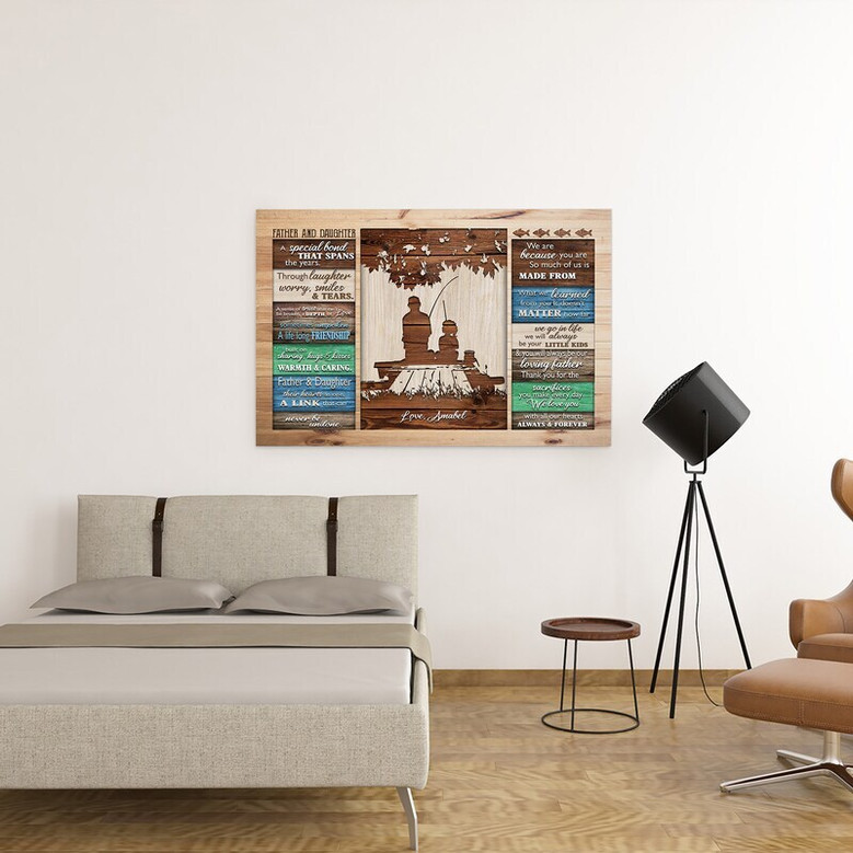 Custom Father-Daughter Fishing Canvas - Gift for Fisherman Dad