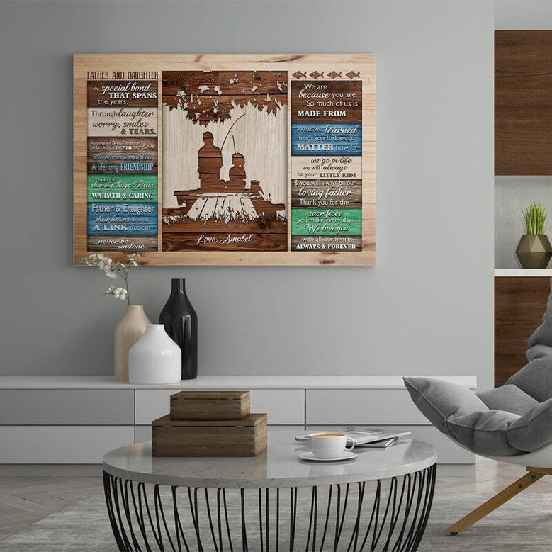 Custom Father-Daughter Fishing Canvas - Gift for Fisherman Dad