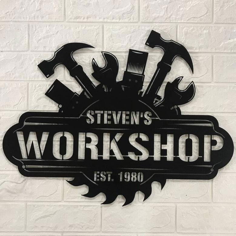 Personalized Dad Garage LED Metal Wall Art For Custom Workshop Decor In Man Cave Or Garage