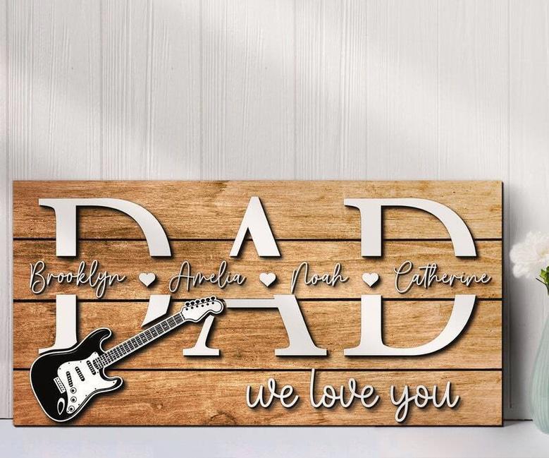 Personalized Dad Guitar Metal Sign For Guitar Lovers - Custom Name For Father's Day Rustic Home DéCor