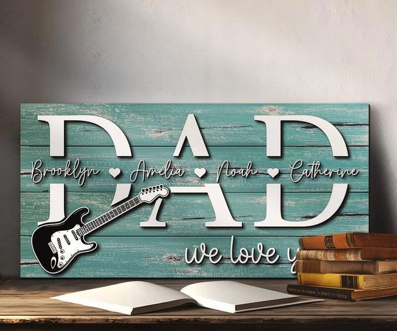 Personalized Dad Guitar Metal Sign For Guitar Lovers - Custom Name For Father's Day Rustic Home DéCor