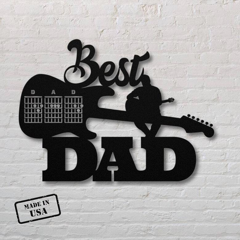 Personalized Dad Guitar Metal Sign For Music Lovers In Indoor & Outdoor Setting - Best Dad Ever