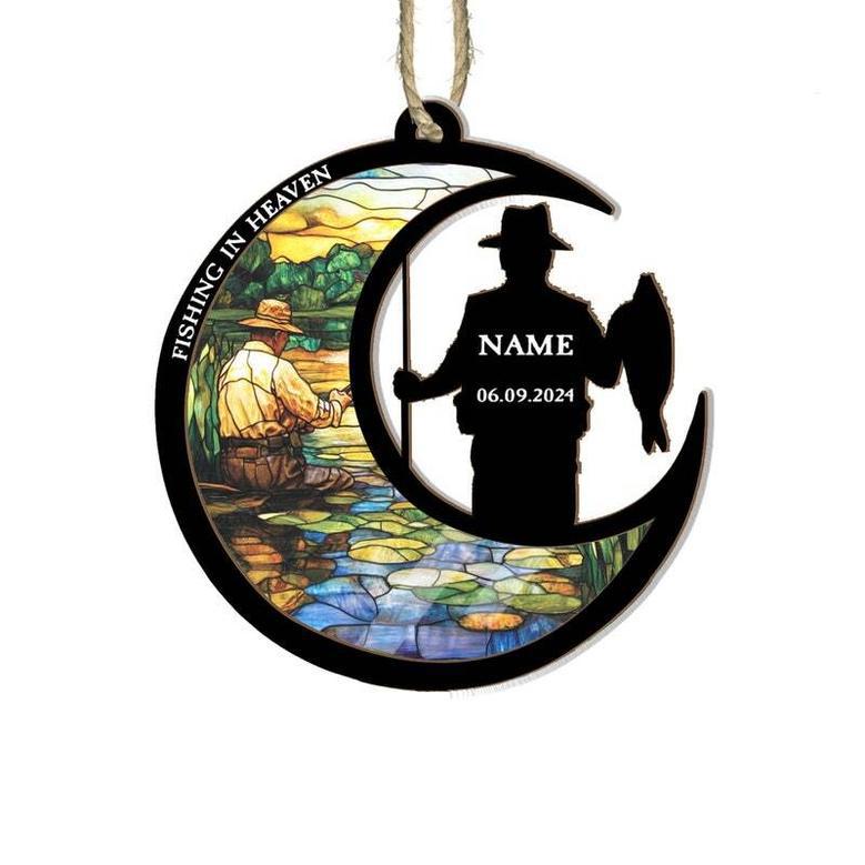 Personalized 'Gone Fishing' Memorial Suncatcher For Dad - Touching Gift For Fishing Lovers