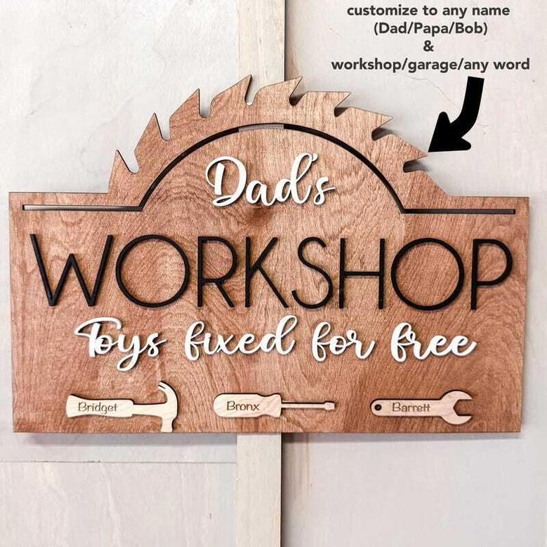 Customized Dad Garage Sign - Thoughtful Gift For Grandpa's Workshop Decor