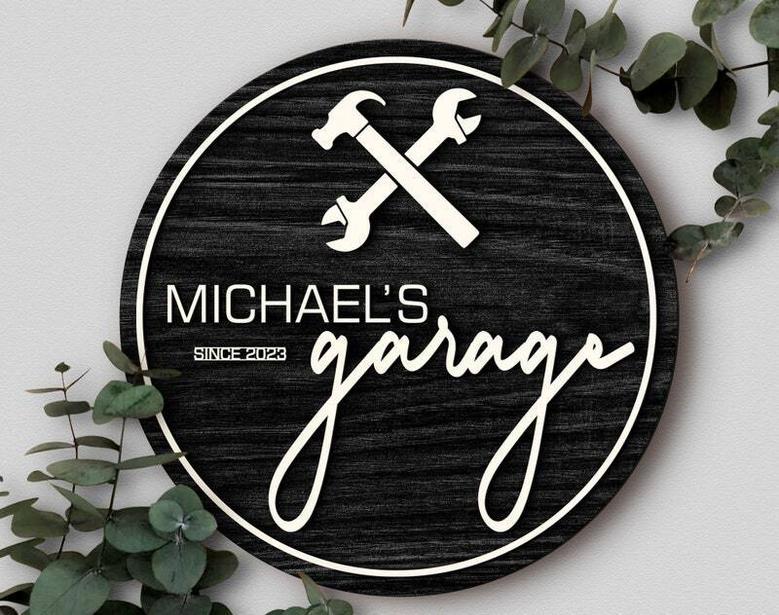 Dad Garage Wood Sign - Custom Man Cave Decor For Him