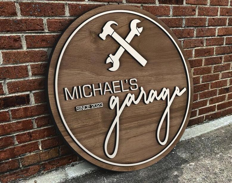 Dad Garage Wood Sign - Custom Man Cave Decor For Him