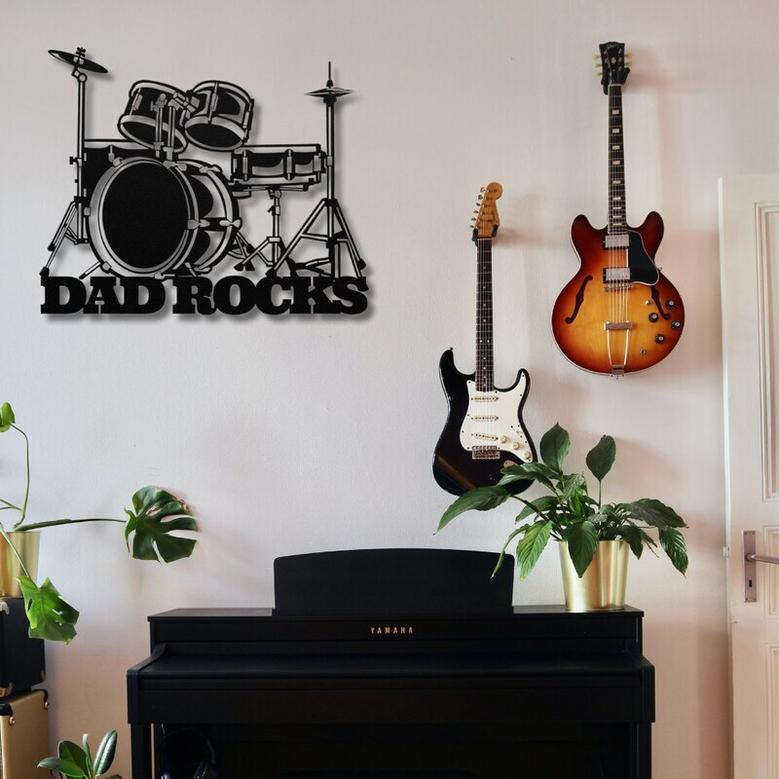 Heartfelt Dad Guitar Metal Sign For Music Room Decor - Perfect Father's Day Gift For Guitar Lovers