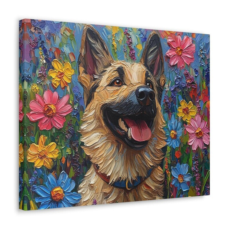 Vibrant Oil Painting Dog Wall Art For German Shepherd Moms - Personalized Decor And Memorial Gifts Canvas