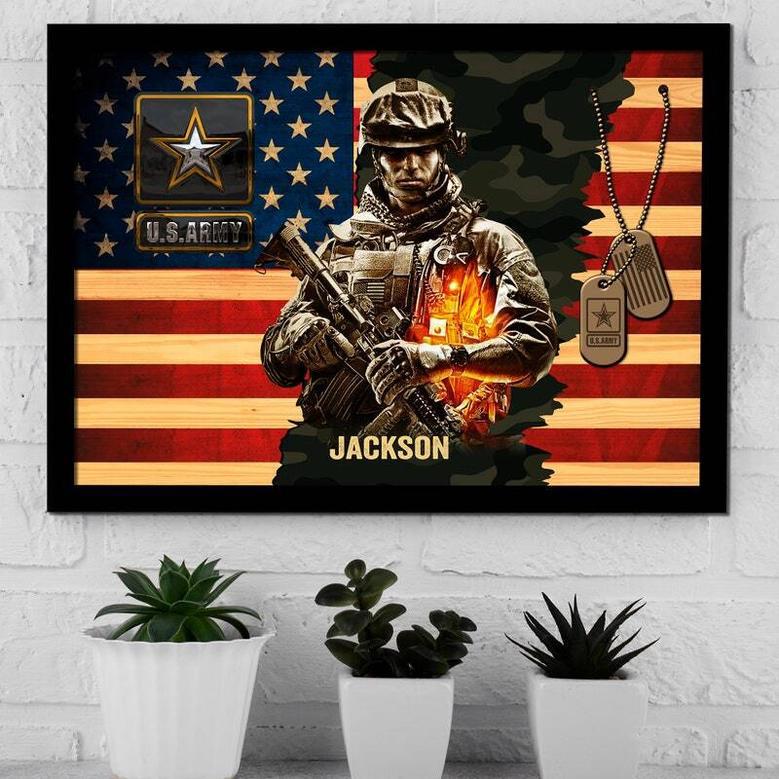 Touching Police Dad Canvas For Veterans - American Flag Design For Living Room