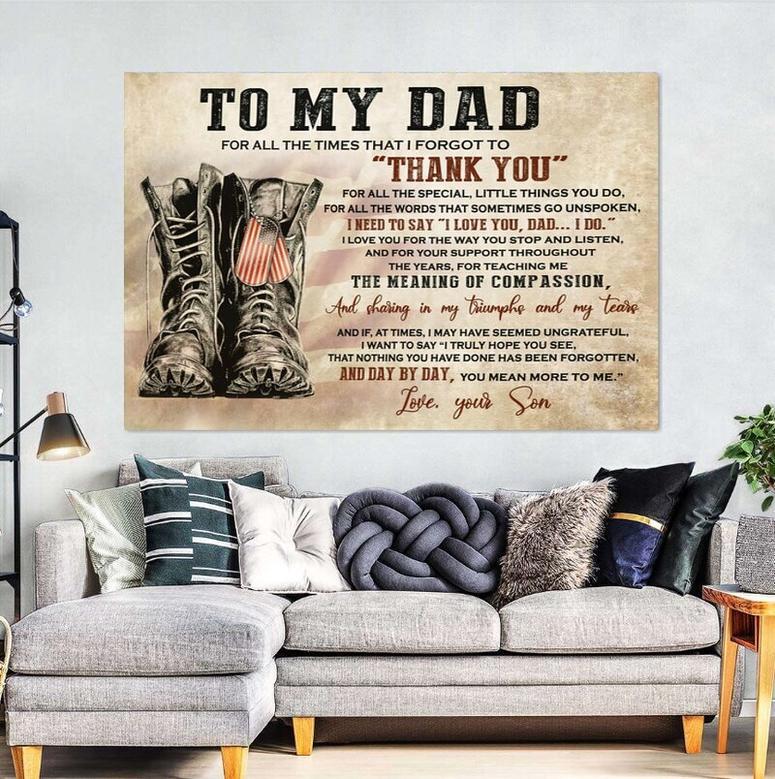 Personalized Veteran Police Dad Canvas Wall Art - Heartfelt Gift For Fathers And Veteran Lovers On Father’s Day