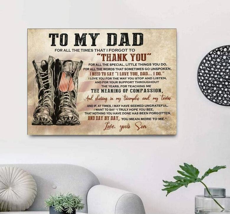 Personalized Veteran Police Dad Canvas Wall Art - Heartfelt Gift For Fathers And Veteran Lovers On Father’s Day