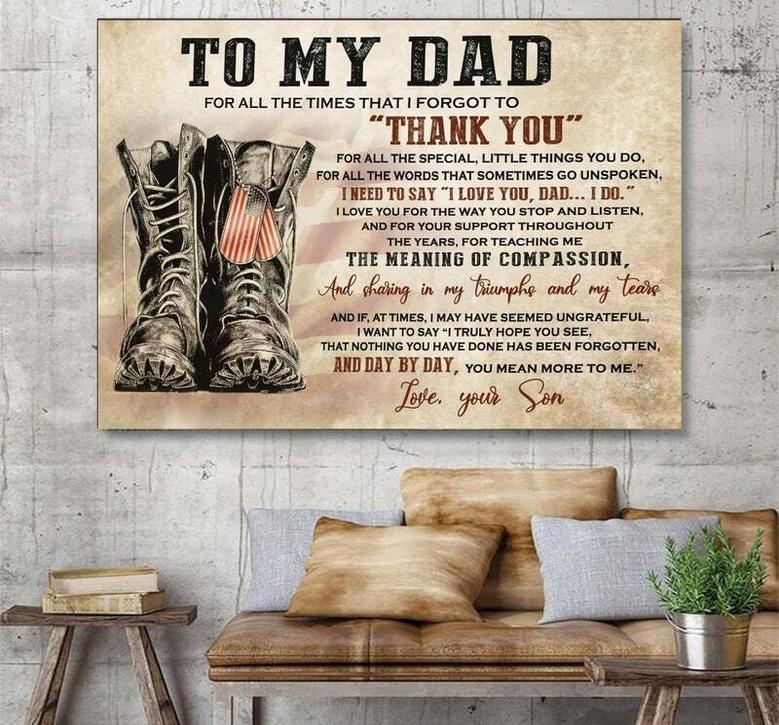 Personalized Veteran Police Dad Canvas Wall Art - Heartfelt Gift For Fathers And Veteran Lovers On Father’s Day