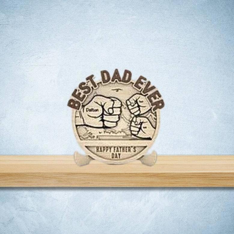 Thoughtful Best Dad Ever Wood Sign With Fist Bump Design - Personalized Gift For Him On Father's Day