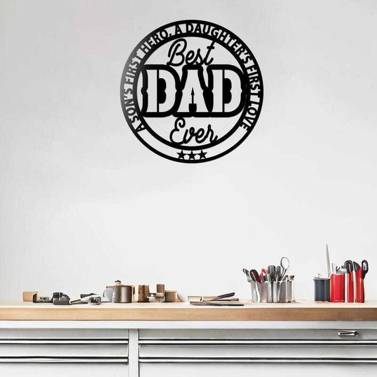 Personalized Best Dad Ever Guitar Metal Sign With LED - Father's Day Gift For Dad's Music Room