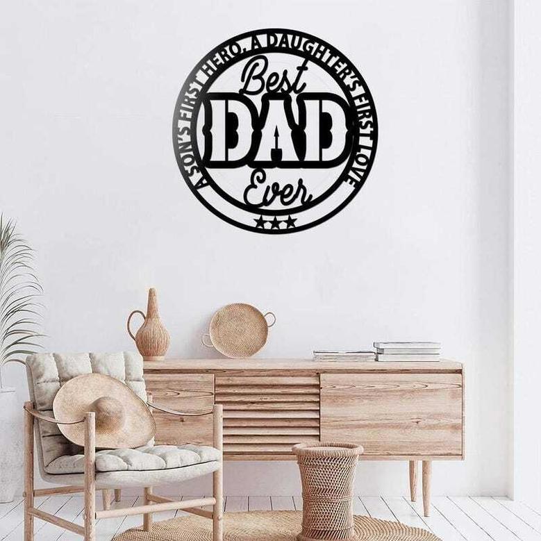 Personalized Best Dad Ever Guitar Metal Sign With LED - Father's Day Gift For Dad's Music Room