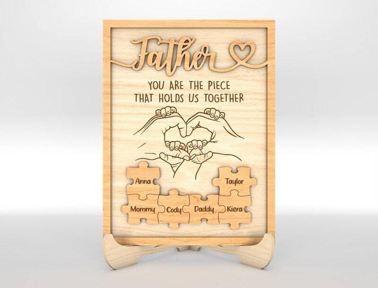 Thoughtful Custom Dad Puzzle Wood Sign Gift For Father's Day Celebration