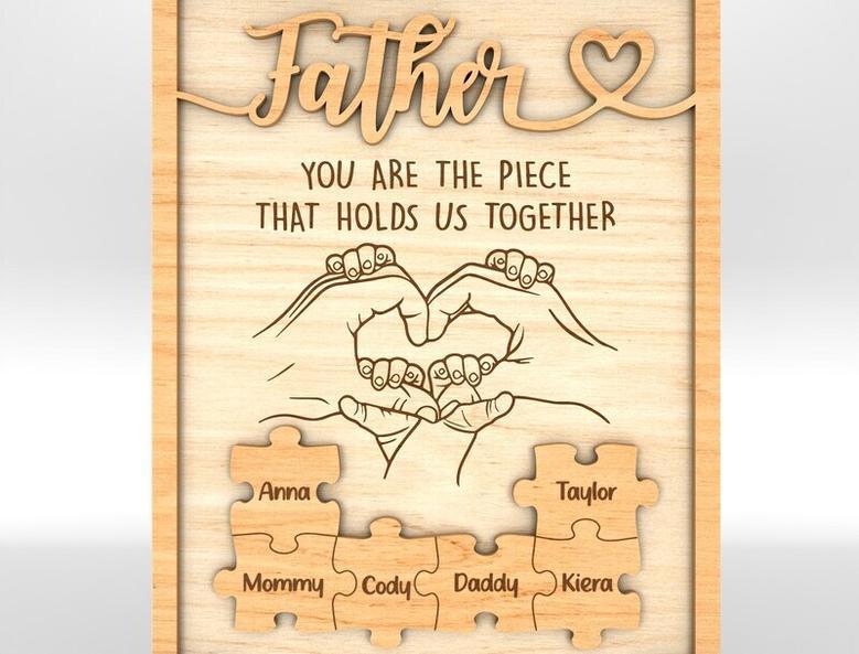 Thoughtful Custom Dad Puzzle Wood Sign Gift For Father's Day Celebration