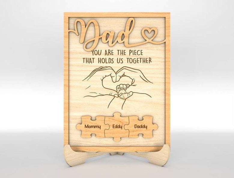 Thoughtful Custom Dad Puzzle Wood Sign Gift For Father's Day Celebration