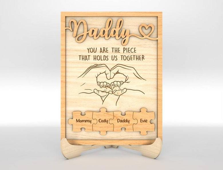 Thoughtful Custom Dad Puzzle Wood Sign Gift For Father's Day Celebration