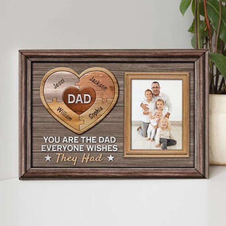 Personalized Dad Puzzle Heart Canvas For Father's Day From Kids - Thoughtful Wall Art Gift