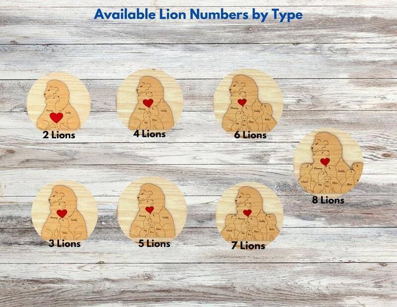 Personalized Dad Puzzle Wood Sign With Lion Family - Thoughtful Gift For Father's Day Or Anniversary