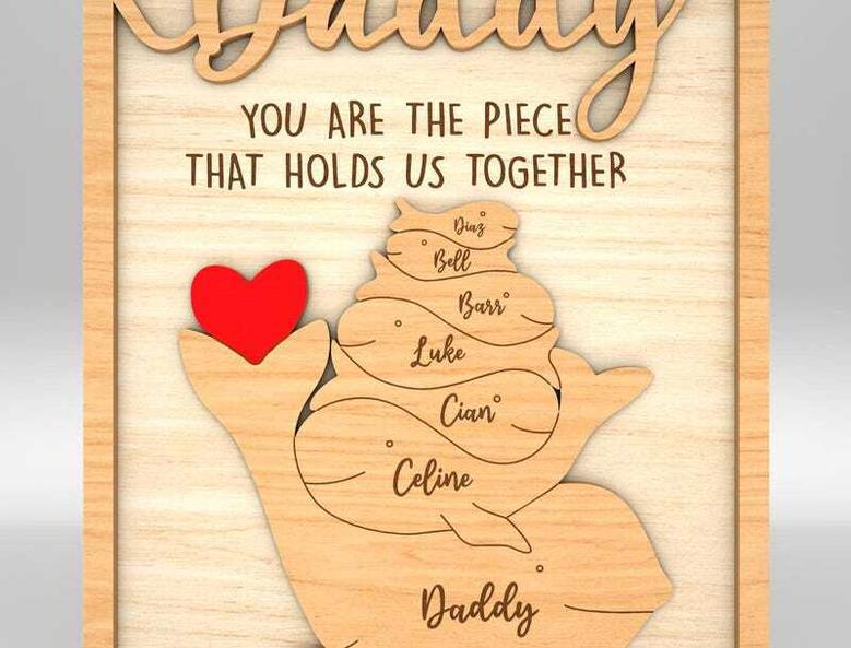 Heartfelt Whale Daddy Puzzle Wood Sign For Father's Day